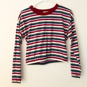 multi color striped long sleeve w cropped bottom
